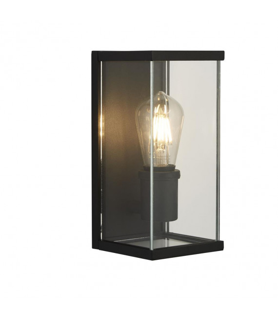 Bakerloo - Farol de jardín de 1 luz, cristal, fundición de metal de aluminio, negro, transparente