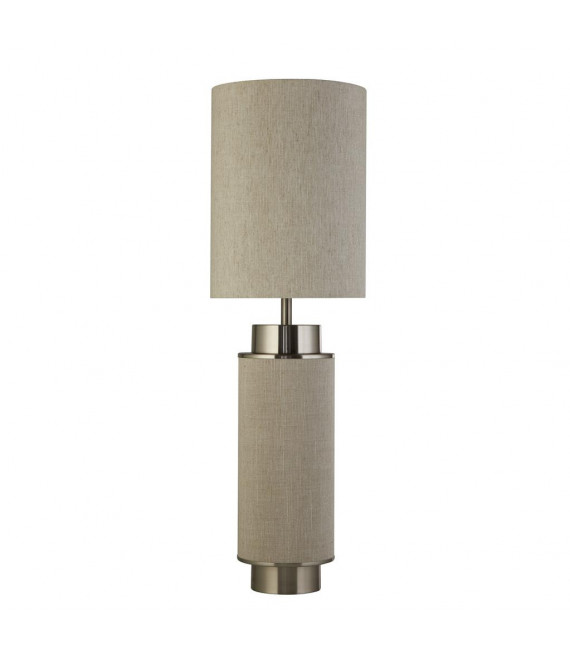 Lámpara de mesa Flask Plástico, tela, acero dulce Níquel blanco, acabado satinado, Hesse 1 bombilla 49cm