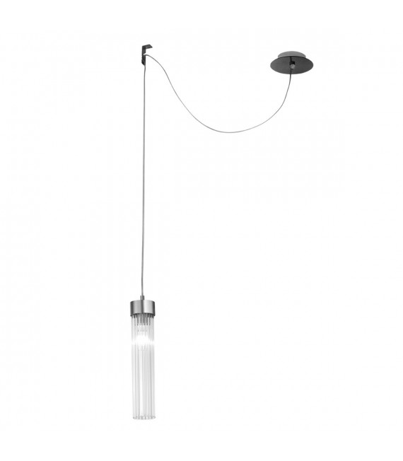 Suspension design Raggio Brun brossé 1 ampoule 28cm