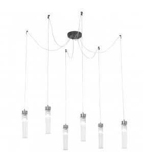 Suspension Raggio Brun brossé 6 ampoules 28cm