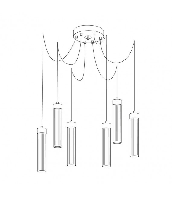 Lámpara colgante Raggio Marrón cepillado 6 bombillas 28cm