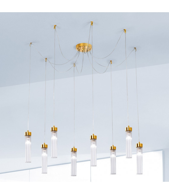 Raggio pendant lamp Gold leaf 8 bulbs 28cm