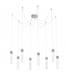 Lámpara colgante Raggio Hoja de plata 8 bombillas 28cm