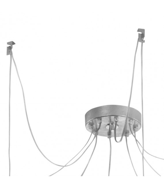 Lámpara colgante Raggio Hoja de plata 8 bombillas 28cm