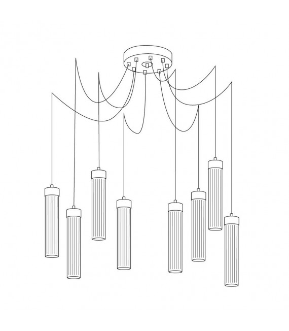 Lampada a sospensione Raggio Marrone spazzolato 8 lampadine 28cm