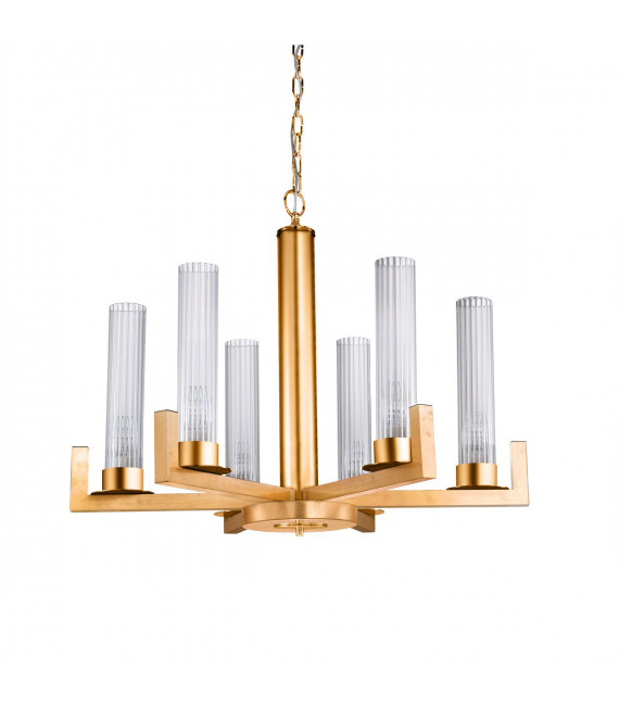 Raggio pendant lamp 6 bulbs gold leaf