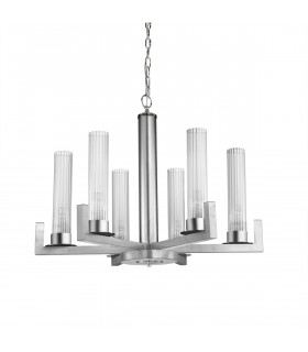 Pendente Foglia Argento 6 Luci Raggio
