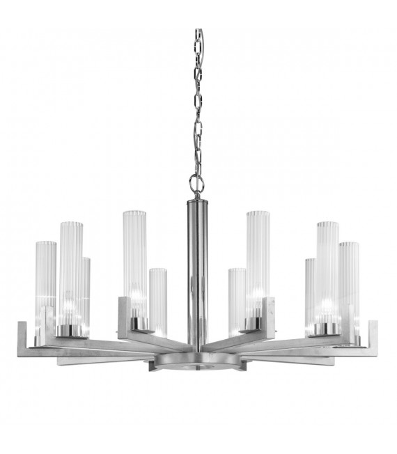 Lámpara colgante Raggio Pan de plata 10 bombillas 57,5cm