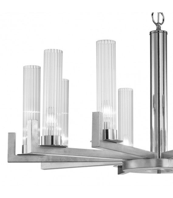 Lampada a sospensione Raggio Foglia argento 10 lampadine 57,5cm