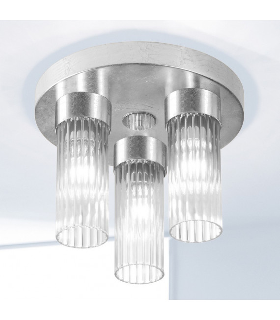 Plafonnier Giro Feuille d'argent 3 ampoules 21,5cm