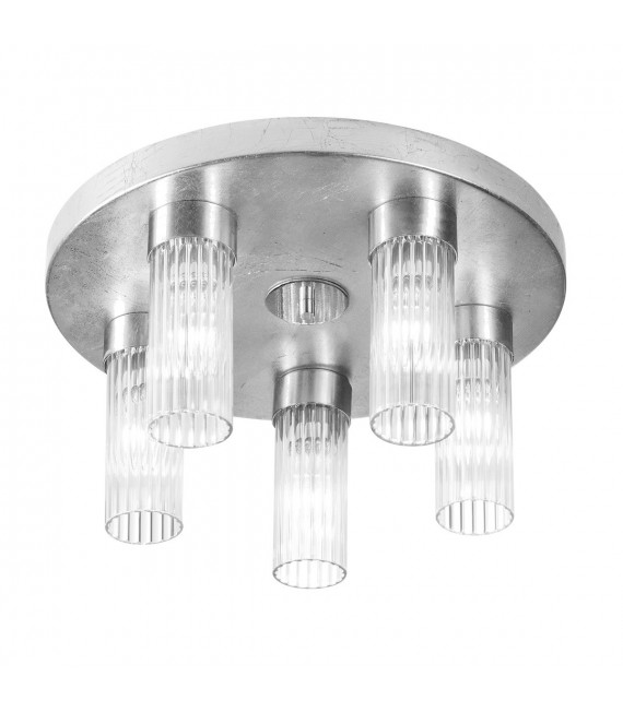 Plafón Giro 5 luces hoja plata