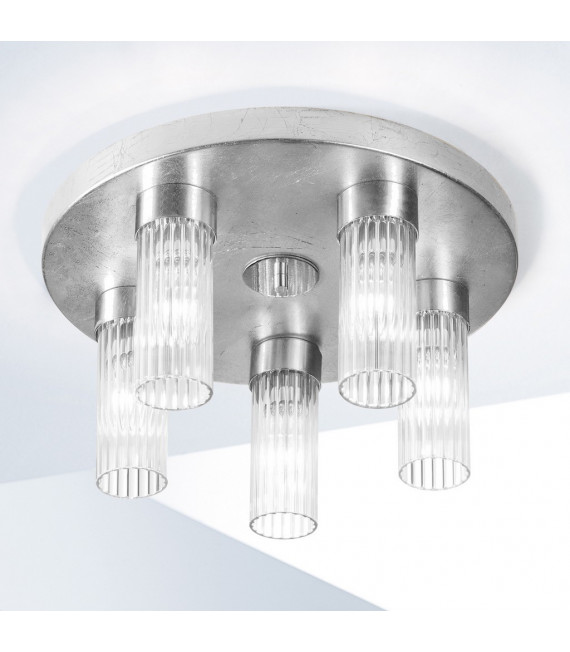 Giro 5-light silver leaf ceiling light