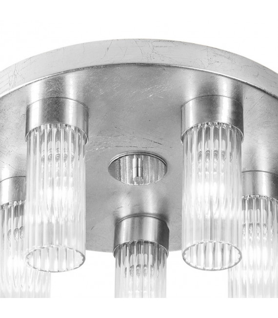 Plafón Giro 5 luces hoja plata