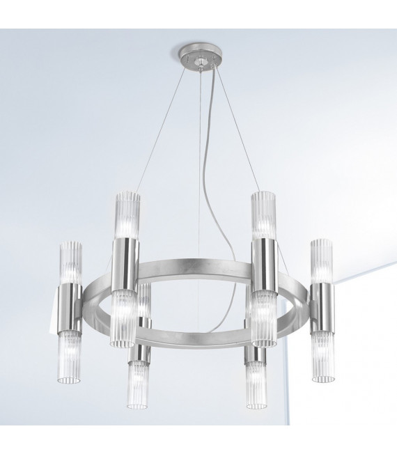 Giro 12-light silver leaf wall light