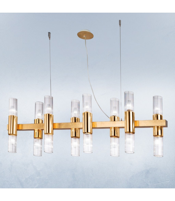Lampada a sospensione Giro 16 lampadine foglia oro