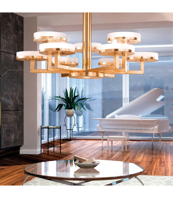 Solis pendant lamp 10 gold leaf bulbs
