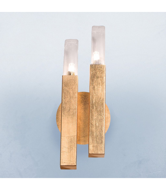Applique Spigolo Foglia oro 2 lampadine 32,5cm