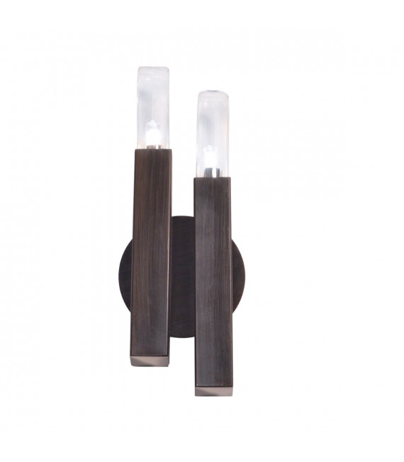 Lampada da parete Spigolo Marrone spazzolato 2 lampadine 32,5 cm