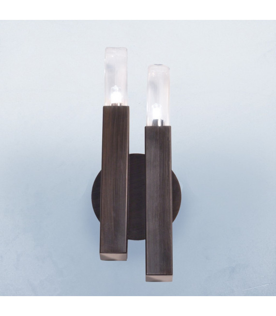 Lampada da parete Spigolo Marrone spazzolato 2 lampadine 32,5 cm