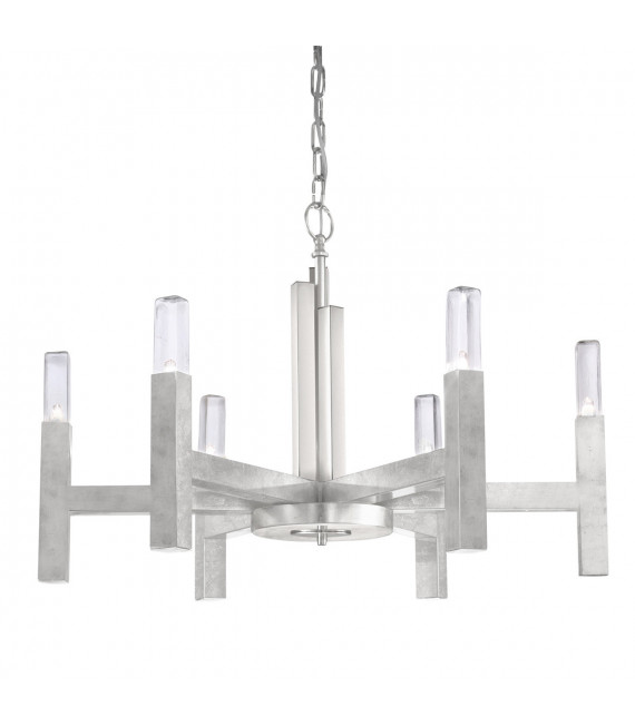 Spigolo pendant light Silver leaf 6 bulbs 61.4cm