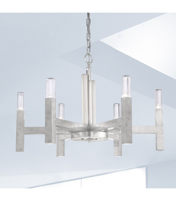 Spigolo pendant light Silver leaf 6 bulbs 61.4cm