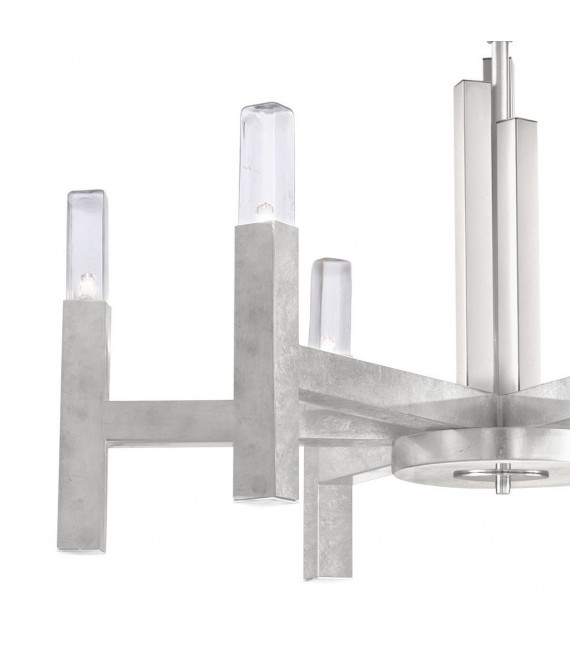 Lámpara colgante Spigolo Hoja de plata 6 bombillas 61,4cm