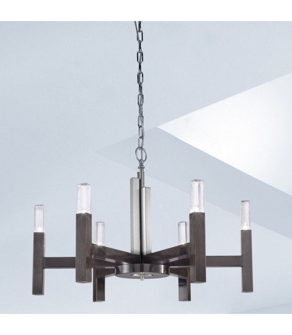 Spigolo suspension Brushed brown 6 bulbs 61.4cm