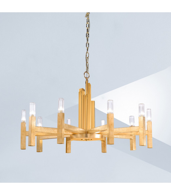 Lámpara colgante Spigolo Pan de oro 10 bombillas 61,4cm