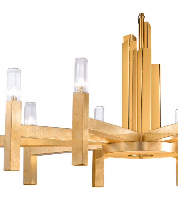 Lampada a sospensione Spigolo Foglia oro 10 lampadine 61,4cm