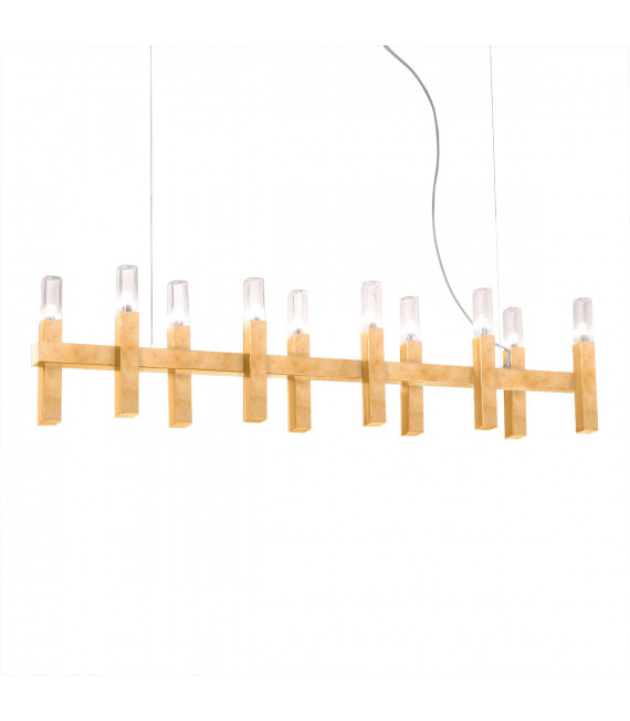 Lampada a sospensione Spigolo Foglia oro 10 lampadine 34cm