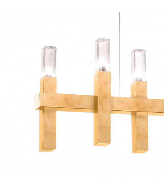 Lampada a sospensione Spigolo Foglia oro 10 lampadine 34cm