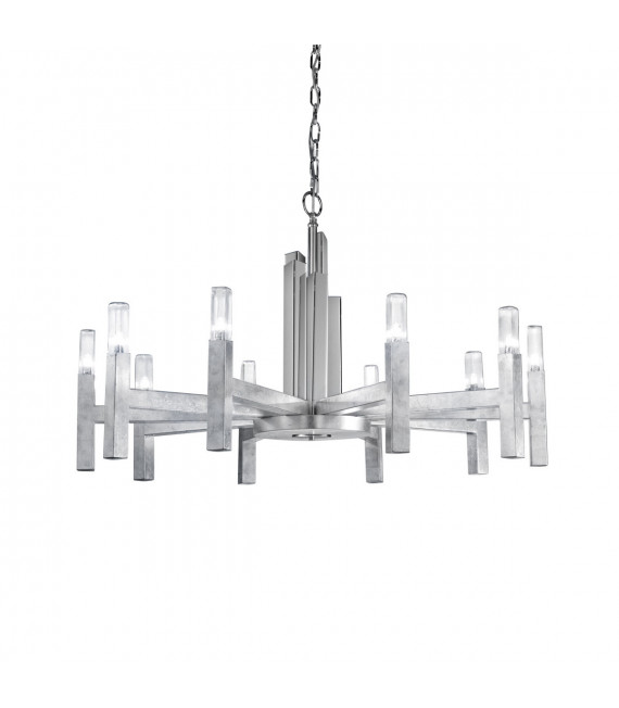 Lampada a sospensione Spigolo Foglia argento 10 lampadine 61,4cm