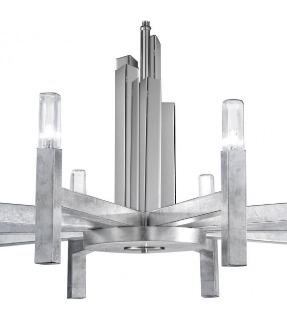 Suspension Spigolo Feuille d'argent 10 ampoules 61,4cm