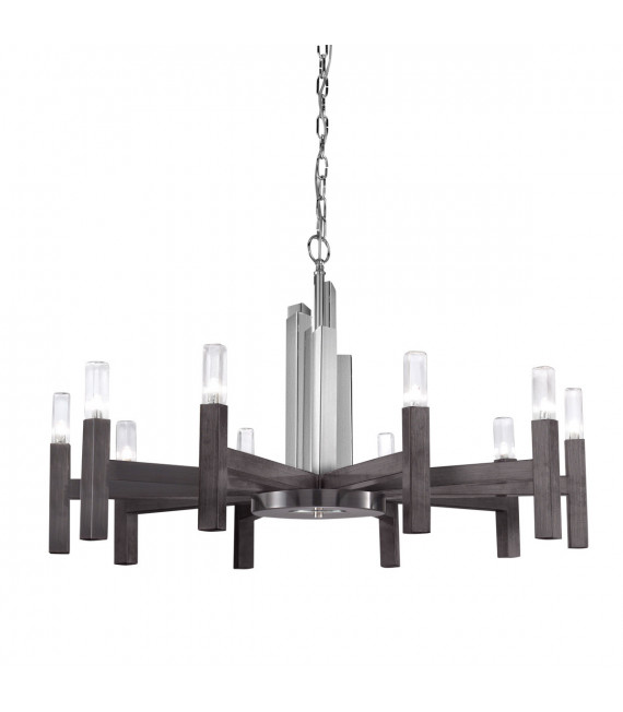 Lampada a sospensione Spigolo Marrone spazzolato 10 lampadine 61,4 cm