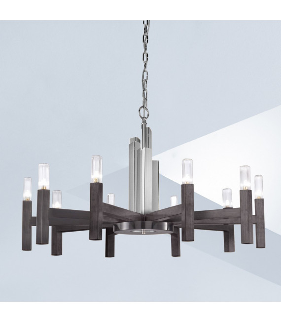 Lampada a sospensione Spigolo Marrone spazzolato 10 lampadine 61,4 cm