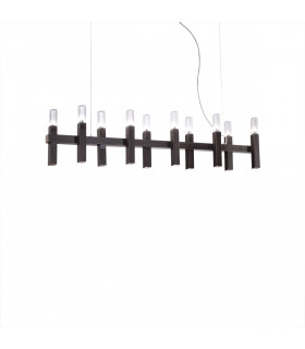 Spigolo sospensione Marrone spazzolato 10 lampadine 34cm