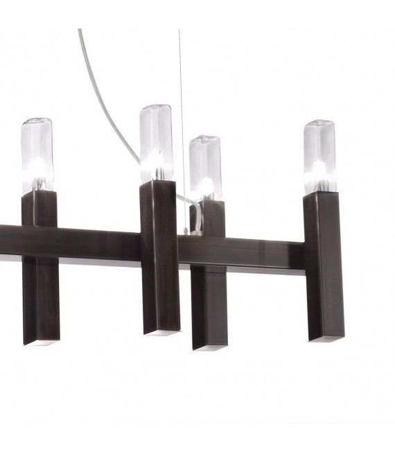 Spigolo sospensione Marrone spazzolato 10 lampadine 34cm
