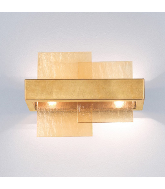 Aplique Rettangolo Pan de Oro 2 bombillas 24cm