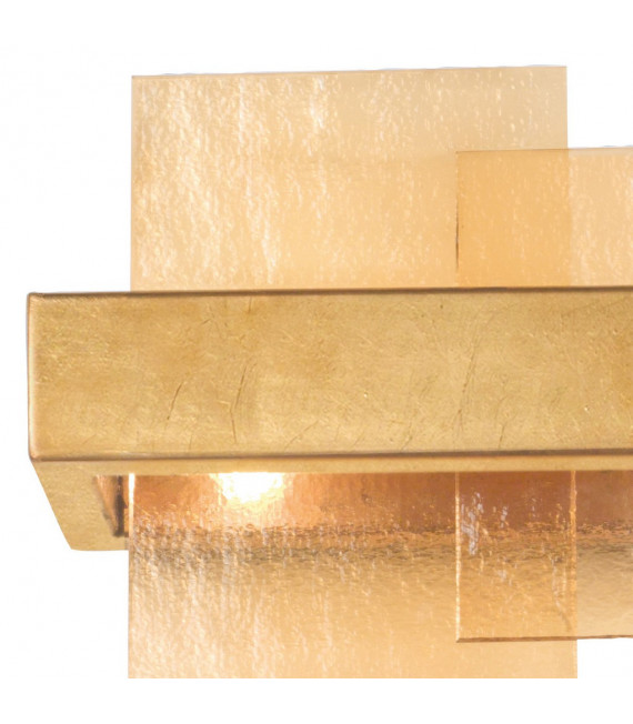 Applique Rettangolo Foglia oro 2 lampadine 24cm