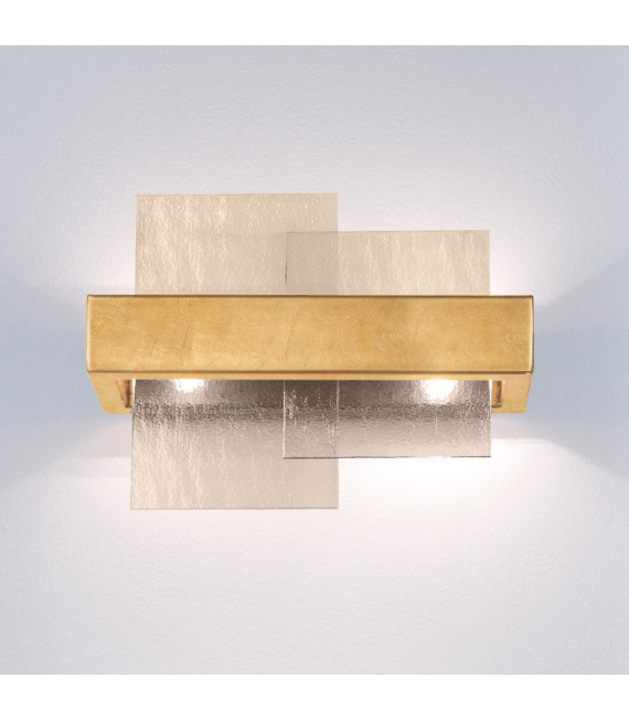 Wandleuchte Rettangolo Blattgold 2-flammig 24cm