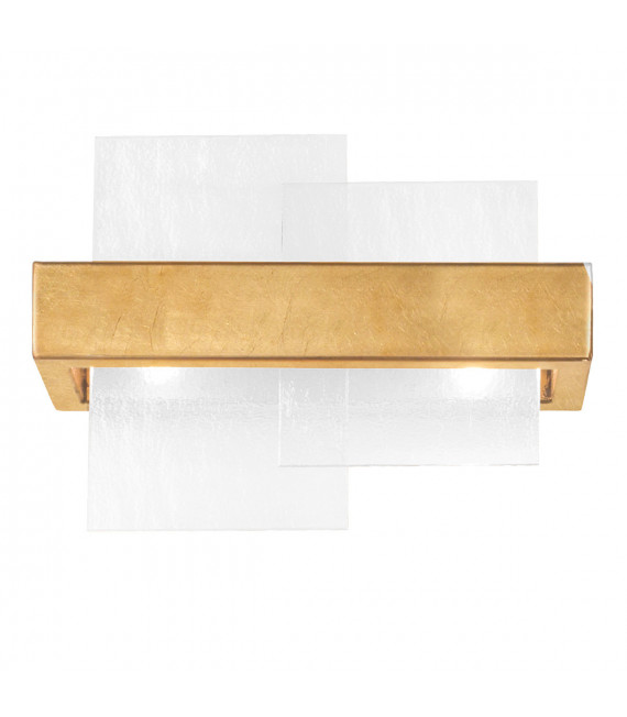Applique murale Rettangolo Feuille d'or 2 ampoules 24cm