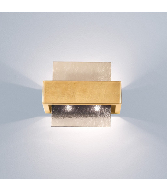 Applique Rettangolo Foglia oro 2 lampadine 17cm