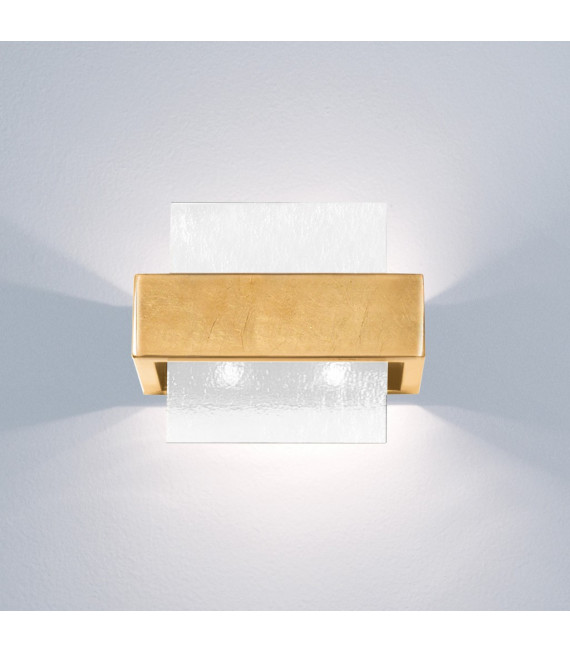 Applique murale Rettangolo Feuille d'or 2 ampoules 17cm