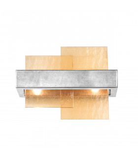 Applique murale Rettangolo Feuille d'argent 2 ampoules 24cm