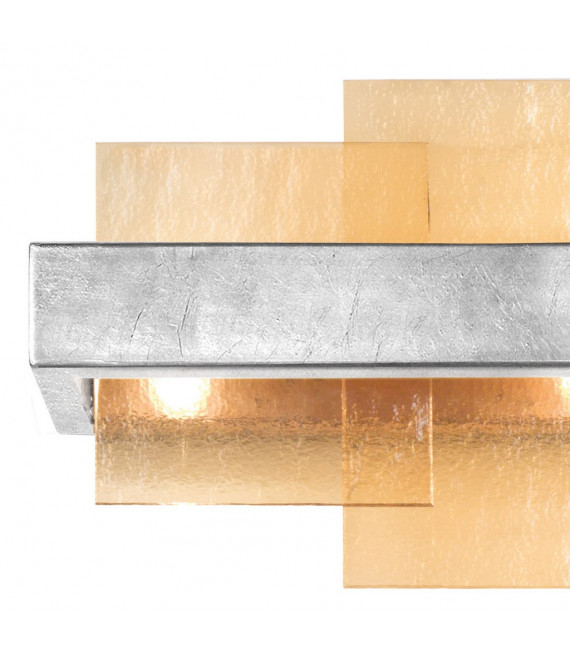 Applique Rettangolo Foglia argento 2 lampadine 24cm