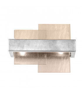 Applique murale Rettangolo Feuille d'argent 2 ampoules 24cm