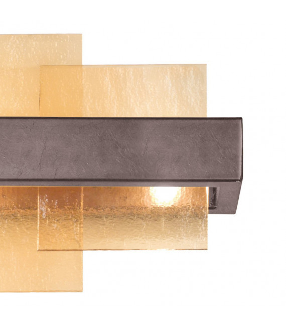 Applique murale Rettangolo Brun brossé 2 ampoules 24cm