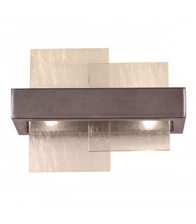 Applique Rettangolo Marrone spazzolato 2 lampadine 24cm