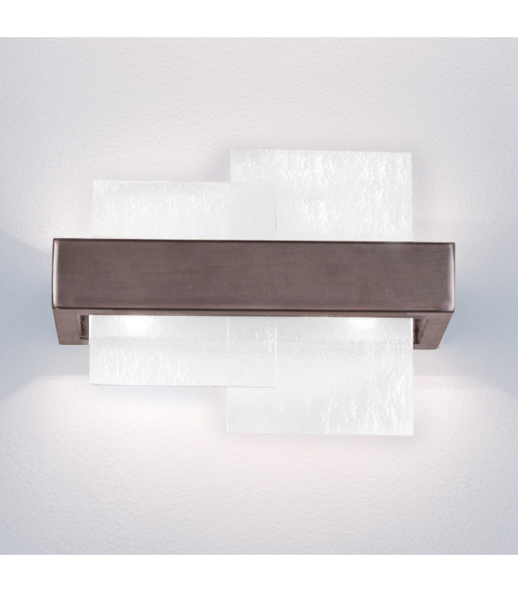 Applique Rettangolo Marrone spazzolato 2 lampadine 24cm