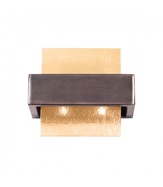 Applique murale Rettangolo Brun brossé 2 ampoules 17cm